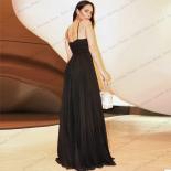 Black Women  Deep V Neck Evening Dresses Slim Shoulder Straps Elegant A Line Formal Party Fashion Celebrity Prom Gowns S