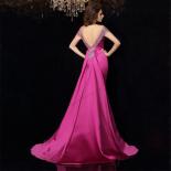 Gorgeous Evening Dresses Women's  V Neck Sleeveless Satin Pleat With Shiny Beads Fashion Princess Prom Gowns Cocktail Ro