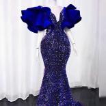 Mermaid Evening Dresses  Women's Deep V Neck Sparkling Sequins Ruffle Princess Prom Gowns Formal Beach Party 2023 Robe D