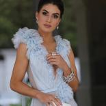 2023 Women's Elegant Tulle Evening Dress A Line Side Split Pleated Princess Vestidos De Fiesta Para Mujer 2023 Robe