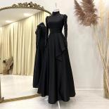 2023 Black Beaded Full Sleeve Muslim Prom Dresses Dubai High Neck Formal Party Evening Gowns Moroccan Caftan Robes De So
