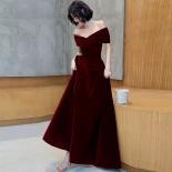 Women's Long Evening Dresses Luxury Elegant Wine Red Soft Velvet Party Wedding Gowns For 2023 Vestido De Noche Robe Soir