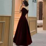 Women's Long Evening Dresses Luxury Elegant Wine Red Soft Velvet Party Wedding Gowns For 2023 Vestido De Noche Robe Soir