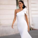 Sumptuous Satin Mermaid Wedding Dresses  One Shoulder Sleeveless Bridal Gown White/ivory Beach Wedding Party Gown With B