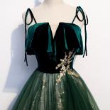 Green Evening Dress Velet Tulle Stitching Gold Spraying Process Custom A Line Floor Length Formal Evening Dresses Woman 