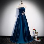 New Mermaid Blue Sequined Lady Girl Evening Prom Performance Banquet Party Dress Gown Free Shipping 2023