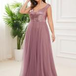 Plus Size Luxury Women's Dresses Long A Line V Neck Sleeveles High Waist Tulle Gown 2023 Of Sequin Prom Women Dress