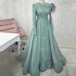 Mermaid Lace Decal Evening Dresses Luxury Women's Muslim High Neck Long Sleeve Princess Beach Party Prom Gowns 2023 Robe