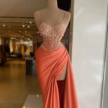 Graceful Orange Prom Dresses Lace Appliques Spaghetti Strap Evening Dress Custom Made Side Split Floor Length Party Gown