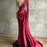 Luxurious Arabic Aso Ebi Burgundy Mermaid Evening Dresses 2023 Beaded Crystals Sheer Neck Prom Formal Party Reception Go