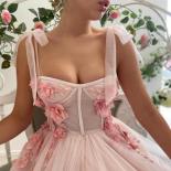 Simple Pink Flowers Spaghetti Straps Wedding Bridal Ball Gown Birthday Party Dress For Plus Size Women Prom Evening Dres