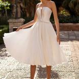 Short Wedding Dress 2023 Simple A Line Wedding Dress Soft Satin Short Bridal Dress Elegant Boho Wedding Gowns Turkey Ves