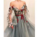 Blush Applique Prom Dresses V Neck Off Shoulder For Girls Dress Grey Tulle Evening Gown Customize Robes De Soirée пл