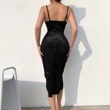 2023 Summer New  Women Dress Velvet Solid Color Glittering Material Split Fold Suspender Irregular Party Dress