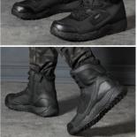 Men's Breathable Military Boots Tactical Hiking Shoes Comfortable Anti Slip Round Head Lace Up Platform Boots Botas De H