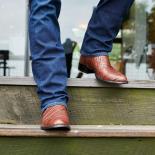 خمر أحذية رعاة البقر الغربية الرجال ربيع الخريف مقاوم للماء رئيس مستدير أحذية طويلة حجم كبير حذاء للسير مسافات طويلة بوتاس دي Ho