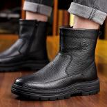 أحذية رجالية قطنية دافئة مقاومة للماء للشتاء برأس مستدير أحذية ثلج عالية الجودة للأعمال غير قابلة للانزلاق للمشي بوتاس دي نيفي