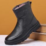 Men's Waterproof Warm Cotton Shoes Winter Round Head High Top Snow Boots Business Non Slip Walking Flats Botas De Nieve