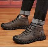 Winter Warm Cotton Shoes Men's Retro Thickened Leather Boots Thick Bottom Round Toe Lace Up Snow Boots Bota Masculinos D