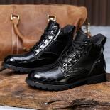 Bottes en cuir Vintage pour hommes, grande taille, bottes à plateforme de randonnée, à lacets, antidérapantes, chaussures de mar
