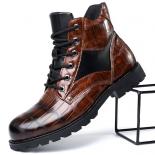 Bottes en cuir Vintage pour hommes, grande taille, bottes à plateforme de randonnée, à lacets, antidérapantes, chaussures de mar