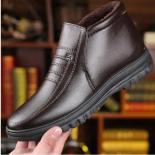 Winter Waterproof Leather Boots Casual High Top Slip On Cotton Shoes Winter Warm Non Slip Business Flats Botas De Hombre