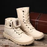 Men Desert Boots High Top Canvas Shoes Spring Autumn Round Head Lace Up Casual Non Slip Hiking Ankle Boots Botas Masculi