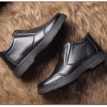 Bottes d'hiver en cuir épais pour hommes, chaussures montantes en coton, tête ronde, antidérapantes, confortables, plates de mar