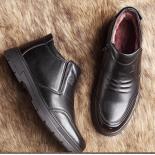 أحذية رجالية شتوية من الجلد السميك للأعمال التجارية أحذية قطنية عالية الجودة برأس مستدير غير قابلة للانزلاق مريحة للمشي بوتاس هو