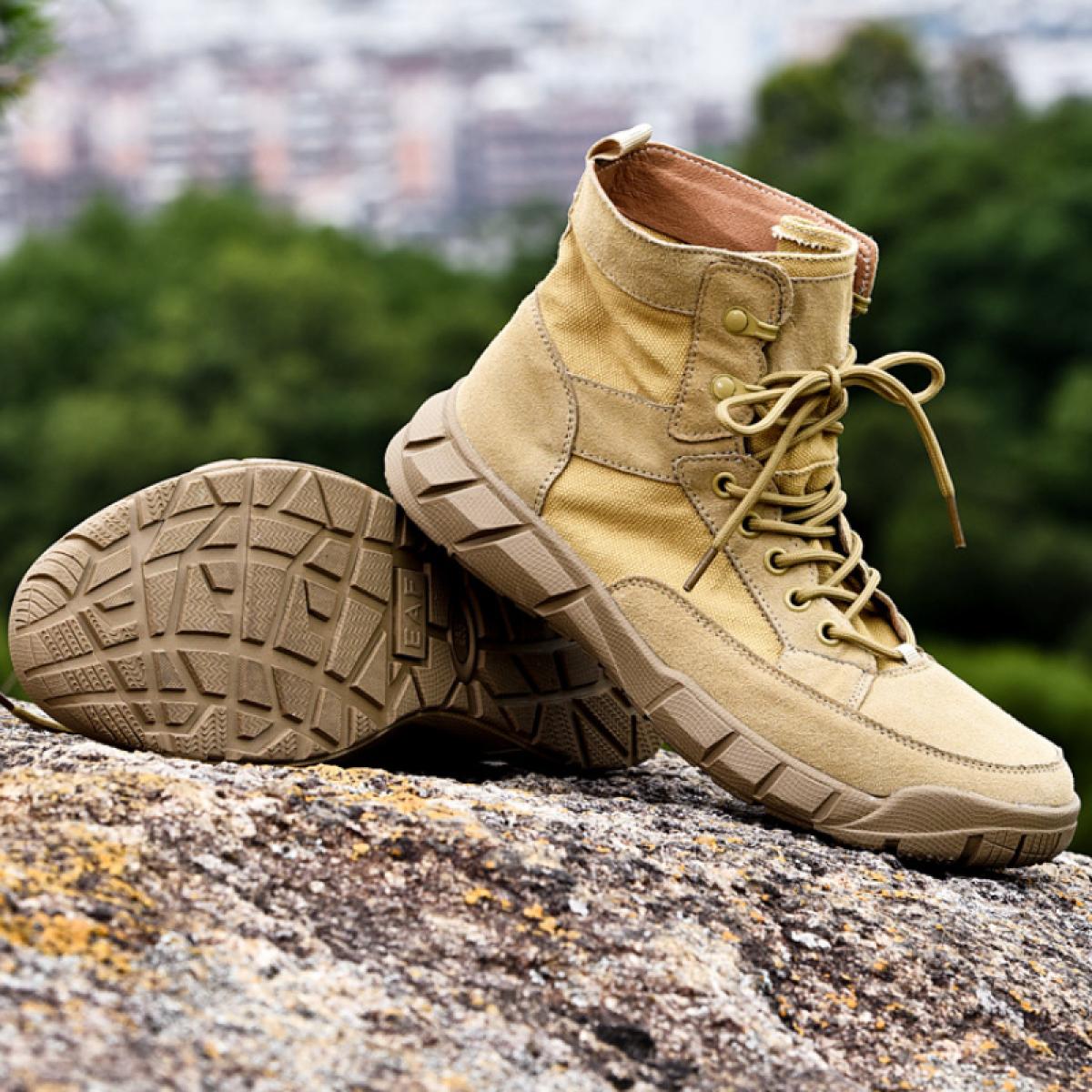Men Desert Hiking Boots Plus Size Round Head Lace Up Short Boots High Top Work Casual Platform Shoes Botas Militares Hom