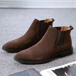 Men's Retro Classical Chelsea Boots Cow Suede Genuine Leather Men Fashion Ankle Boot Mens Casual Short Boots Hightop Sho