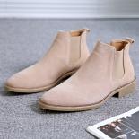 Men's Retro Classical Chelsea Boots Cow Suede Genuine Leather Men Fashion Ankle Boot Mens Casual Short Boots Hightop Sho