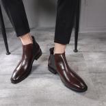 Men's Fashion Short Boots Vintage Classic Chelsea Boots Men Ankle Boot Mens Casual Leather Shoes Flats  Men's Boots