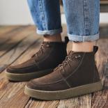 Men's Classic Retro Short Boots Cow Suede Genuine Leather Men Fashion Ankle Boot Mens Casual Lace Up High Top Shoes