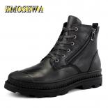 Emosewa High Quality Genuine Leather Autumn Men Boots Winter Waterproof Ankle Boots Warm Boots Outdoor Working Boots Men