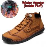 Winter Men's Boots Comfortable Men Ankle Boots Thick Plush Warm Snow Boots Leather Autumn Outdoor Man Motorcycle Boots 3