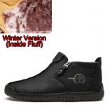 Big Size 3848 Fashion Men Boots With Fur Winter Warm Handmade Ankle Boots Hot Sale Snow Shoes Men Split Leather Shoes Fo