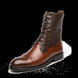 Emosewa Fashion Design Genuine Genuine Leather Men Ankle Boots Lace Up Handsome Shoes Men Basic Boots,best Quality,sprin