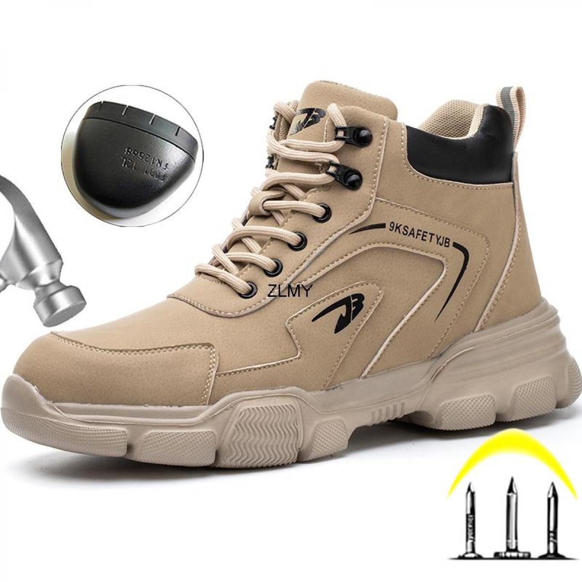 High Top Men Work Safety Boots Antistab Antishock Safety Shoes With Steel Toe Cap Work Shoes Male Industrial Protective 