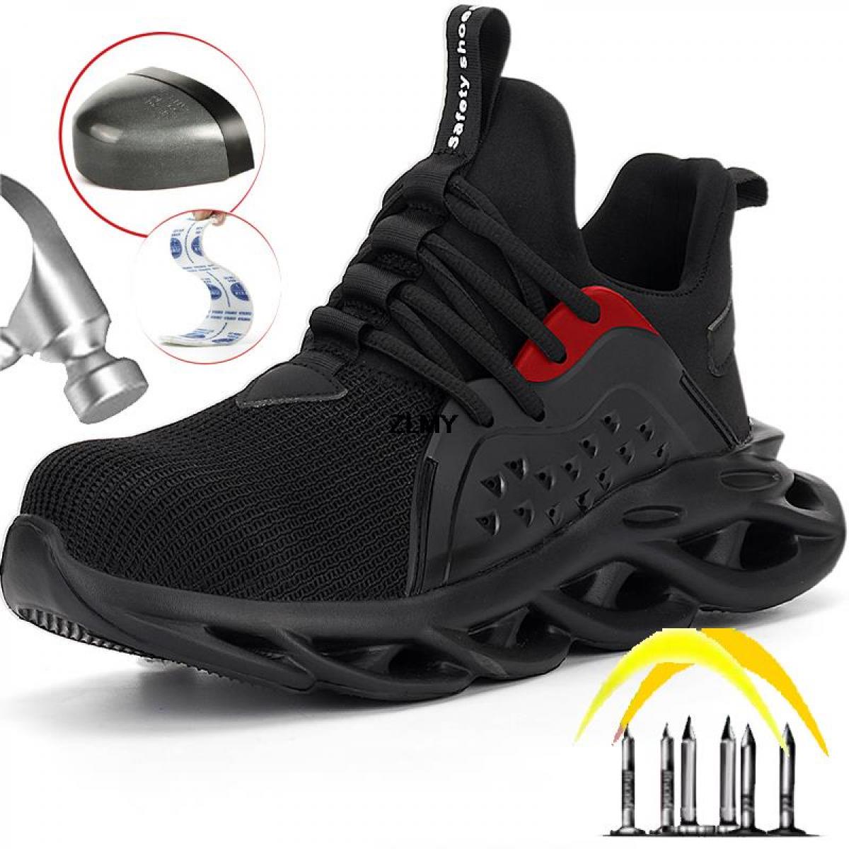 Lightweight Safety Shoes Men Breathable Steel Toe Work Shoes Antistab Antismash Work Safety Boots Man Industrial Sneaker