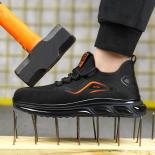 נעלי בטיחות גברים נעלי ספורט נושמות עם כובע אצבע פלדה כרית אוויר עבודה מגפי בטיחות גבר אנטי ריסוק עבודה הוכחת פנצ'ר