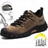 נעלי בטיחות לגברים זמש עור פלדה נעלי אצבע נגד דקירה אנטי puncutre גומי בנייה עבודה מגפי בטיחות man work bo