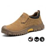 Men Safety Shoes Suede Leather Steel Toe Shoes Anti Stab Anti Puncutre Rubber Construction Work Safety Boots Man Work Bo