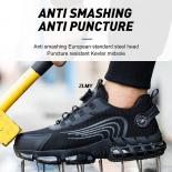 Aircushion Safety Shoes For Men Rotated Button Sneakers Steel Toe Cap Work Shoes Puncture Proof Anti Smash Work Safety B