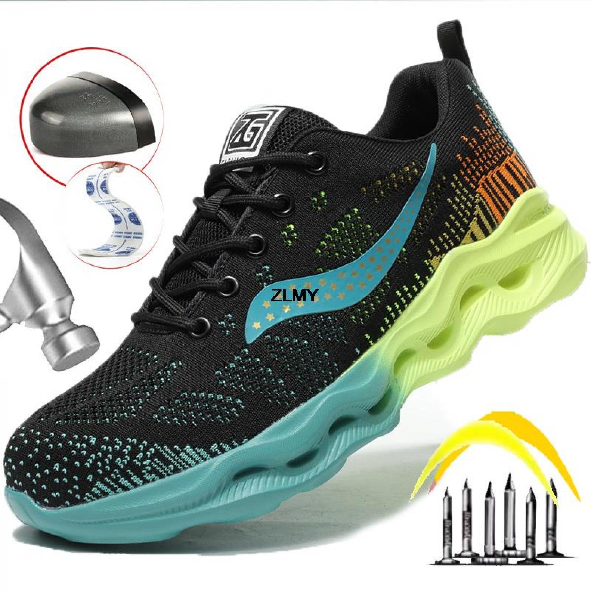 2023 جديد أحذية أمان الرجال ثقب برهان الصلب تو حذاء رياضة للرجل الصناعية تنفس أحذية سلامة العمل حماية الضوء