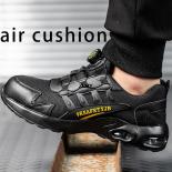 New Safety Shoes Men Steel Toe Shoes Air Cushion Rotated Button Work Safety Boots Man Puncture Proof Sport Sneaker Work 