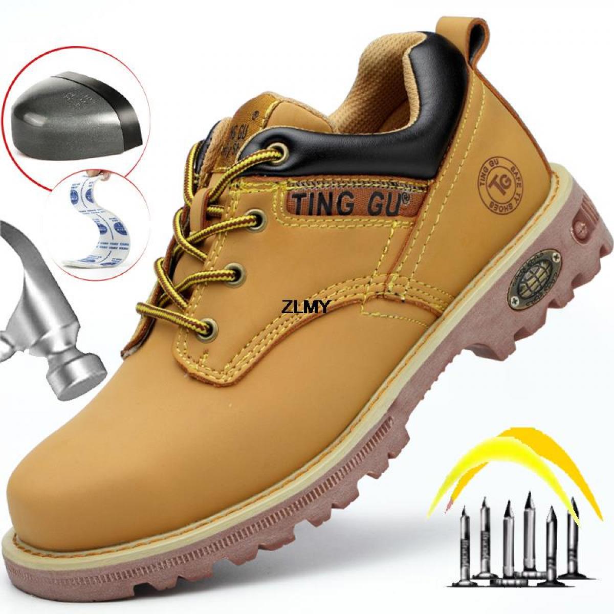 High Quality Safety Shoes Men Steel Toe Work Boots Anti Slip Anti Smash Man High Top Safety Boots Male Construction Foot
