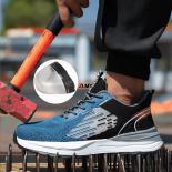 Sapatos de segurança leves homens de plástico toe sapatos de trabalho anti facada anti esmagamento tênis de proteção botas de se