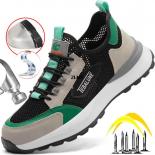 Sapatos de segurança leves homens de plástico toe sapatos de trabalho anti facada anti esmagamento tênis de proteção botas de se