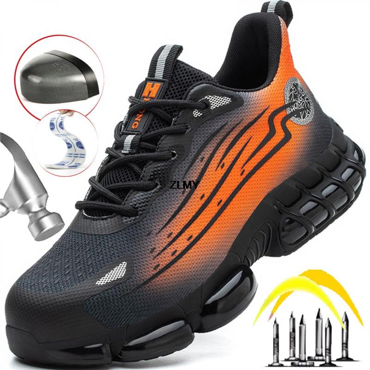 Fashion Steel Toe Sneaker Men Safety Shoes Air Cushion Work Safety Boots Antismash Puncture Proof Man's Work Shoes Sport